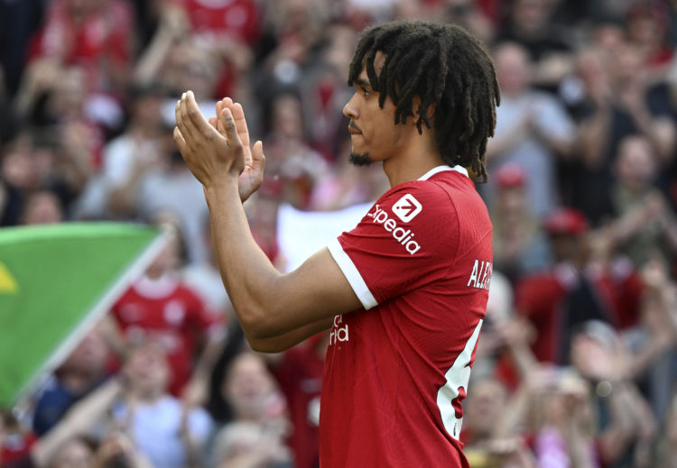 LIVERPOOL, ENGLAND - MAY 20: (THE SUN OUT, THE SUN ON SUNDAY OUT) Trent Alexander-Arnold of Liverpool after the Premier League match between Liverp...