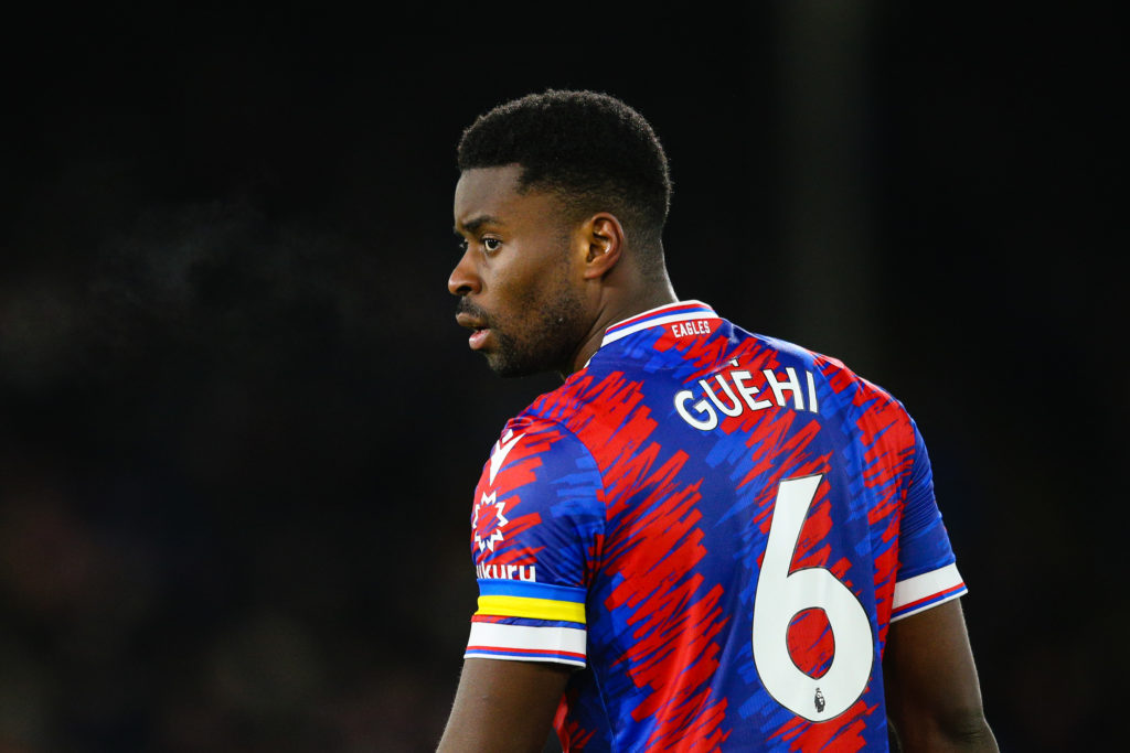 Marc Guehi of Crystal Palace looks on during the Premier League match between Crystal Palace and Liverpool FC at Selhurst Park