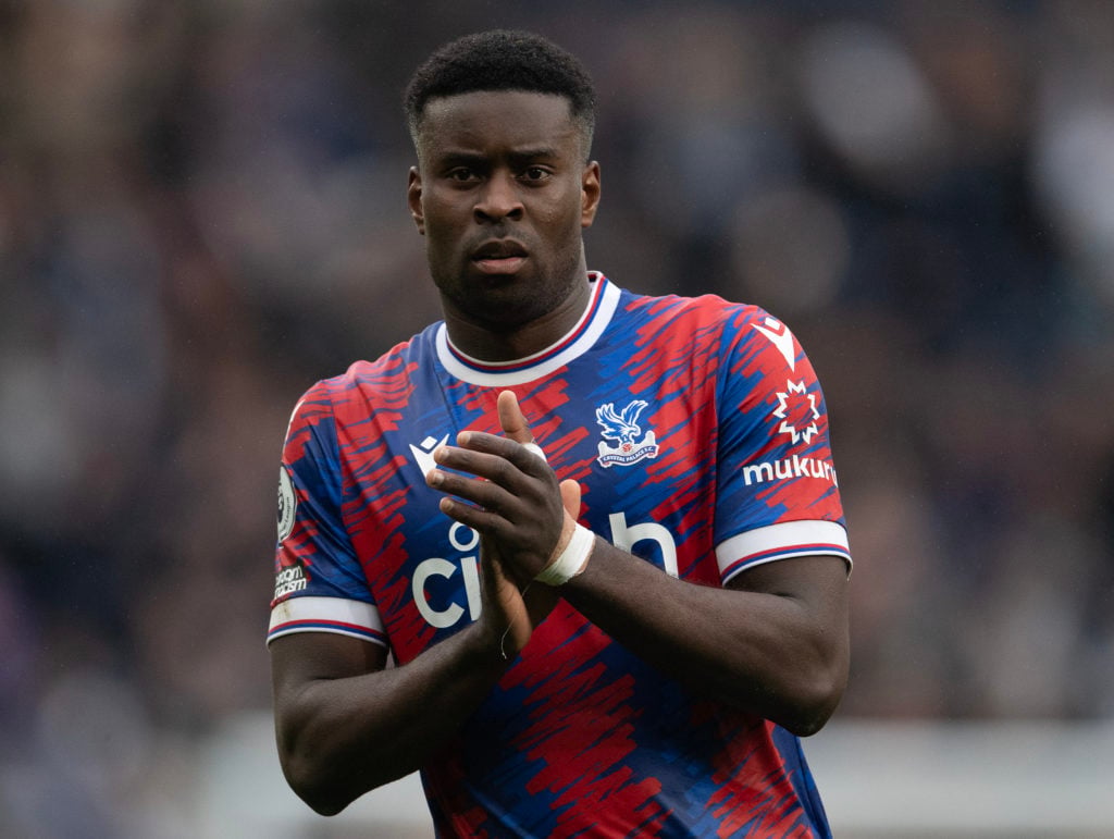Crystal Palace captain Marc Guehi playing for the Eagles in a Premier League game.
