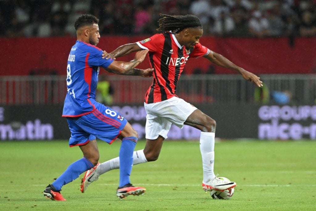 Liverpool transfer target Khephren Thuram in action for OGC Nice