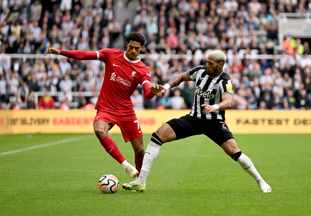 Liverpool defender Jarell Quansah in action v Newcastle United in Premier League