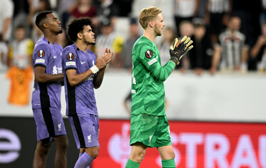 Liverpool goalkeeper Caoimhin Kelleher vs LASK in Europa League