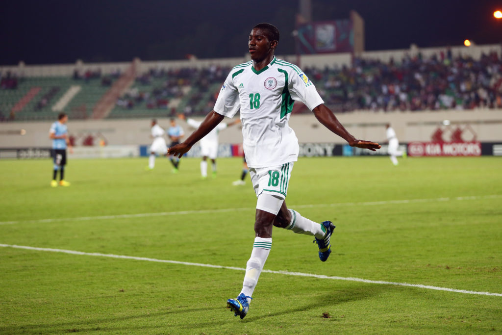 Nottingham Forest striker Taiwo Awoniyi in action for Nigeria at U17 World Cup before Liverpool transfer