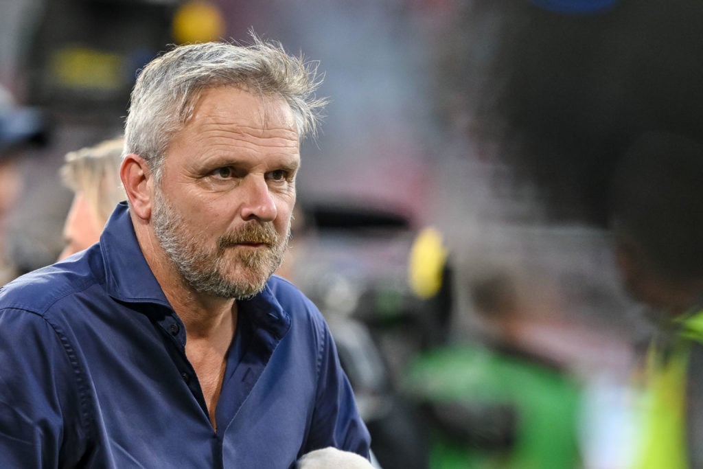 Dietmar Hamann Looks on prior to the DFL Supercup 2023 match between FC Bayern München and RB Leipzig at Allianz Arena