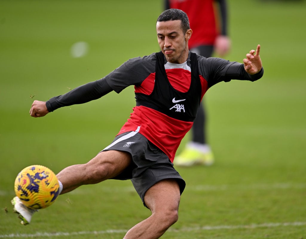 Thiago Alcantara during Liverpool Training Session