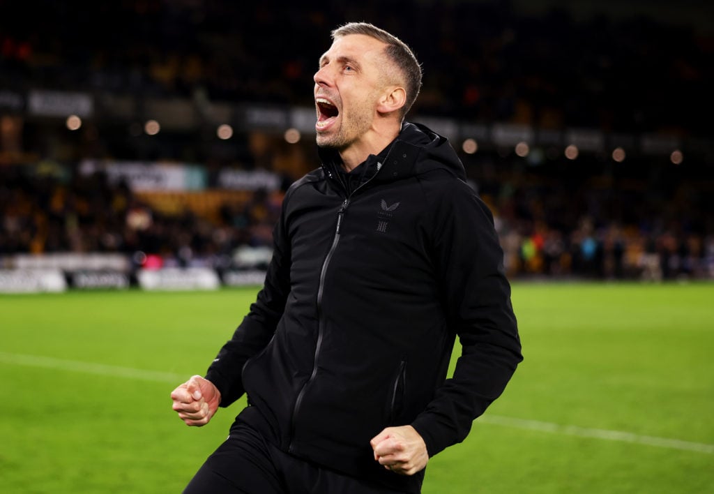 Wolverhampton Wanderers manager Gary O'Neil celebrates against Brighton & Hove Albion after winning their FA Cup fifth round tie