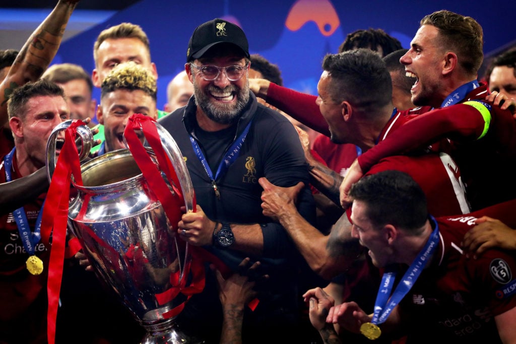 Liverpool manager Jurgen Klopp celebrates 2018/19 Champions League title