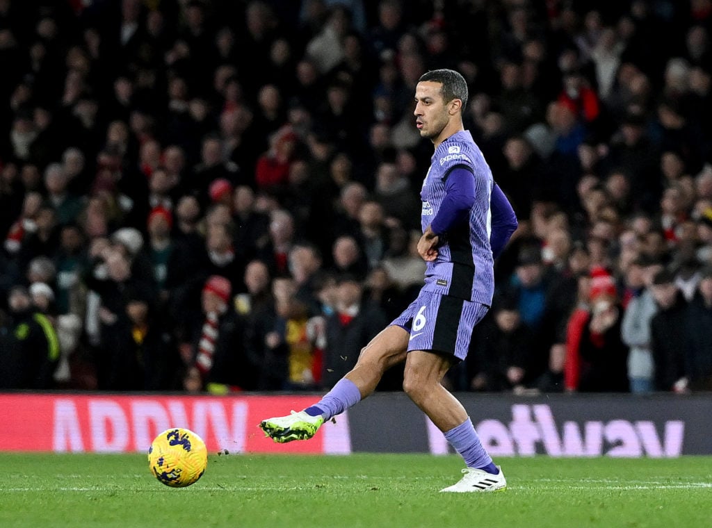Thiago Alcantara of Liverpool during the Premier League match between Arsenal FC and Liverpool FC at Emirates Stadium