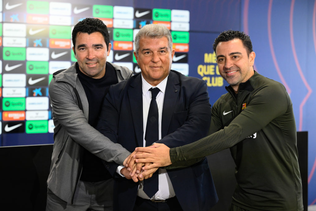 Joan Laporta - Xavi press conference in Sant Joan Despi