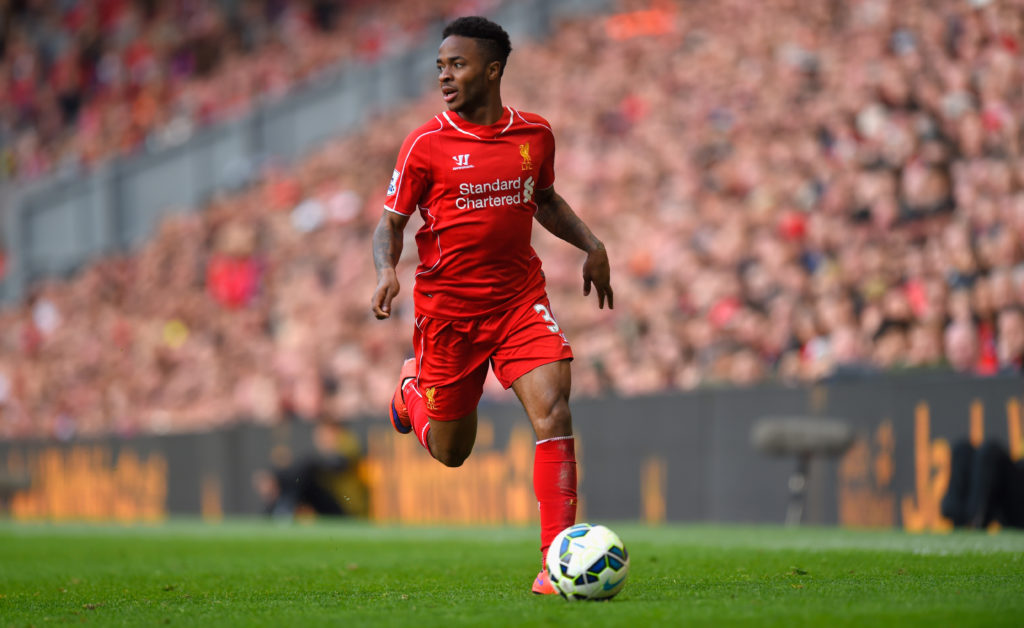 Raheem Sterling of Liverpool in action during the Barclays Premier League match betrween Liverpool and Crystal Palace at Anfield