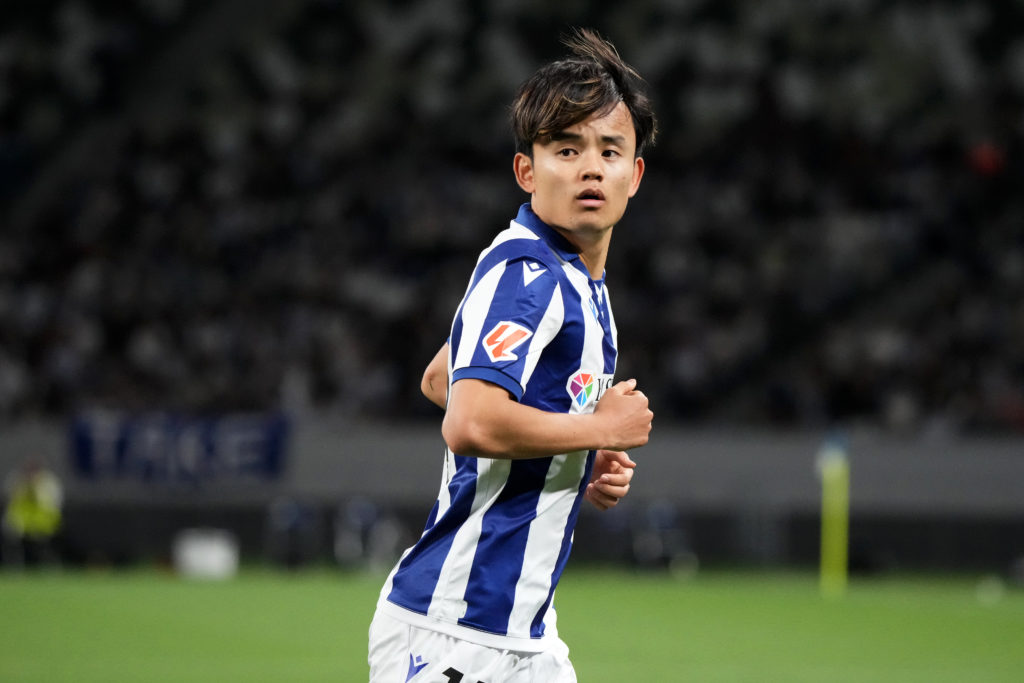 akefusa Kubo of Real Sociedad looks on during the preseason friendly match between Tokyo Verdy and Real Sociedad at National Stadium