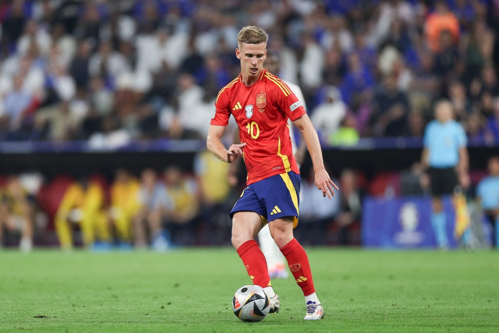 Dani Olmo of Spain in action during the UEFA EURO 2024 match
