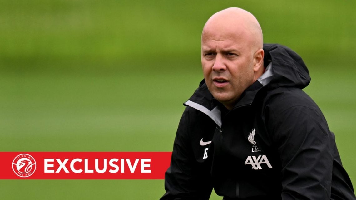 Arne Slot head coach of Liverpool during a training session at AXA Training Centre. Overlaid, an EXCLUSIVE banner.