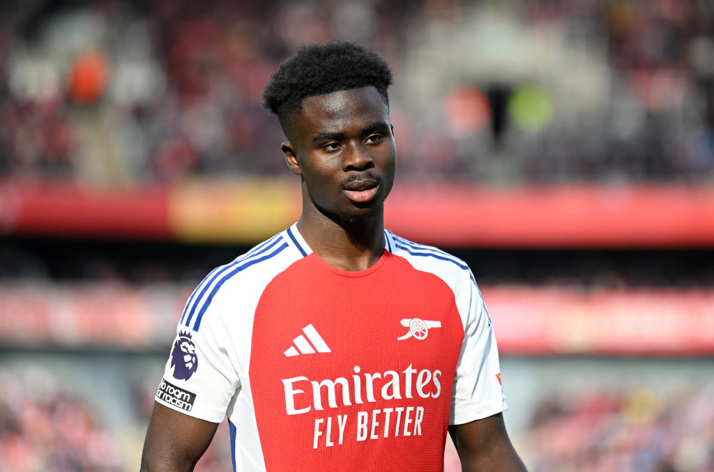 Bukayo Saka of Arsenal in action during the Premier League match between Arsenal FC and Southampton FC at Emirates Stadium