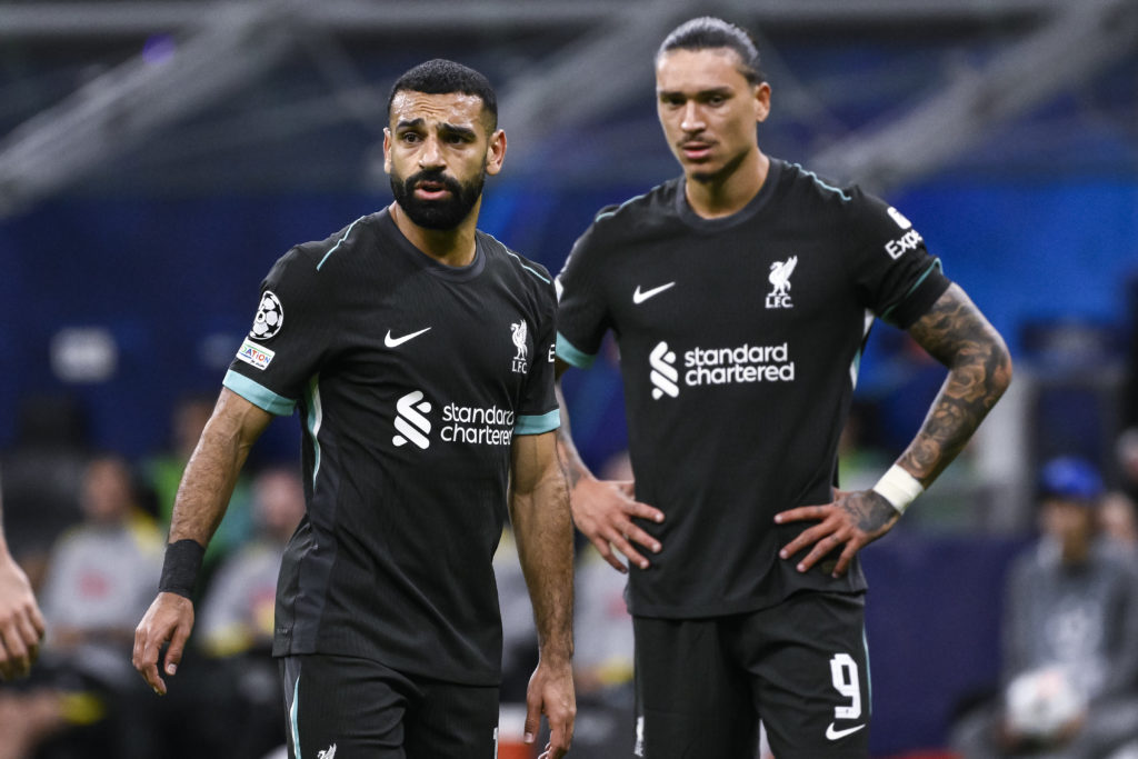 Mohamed Salah and Darwin Nunez of Liverpool FC during the