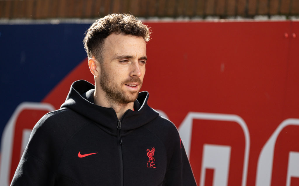 Liverpool forward Diogo Jota walks out ahead of the Premier League match against Crystal Palace at Selhurst Park.
