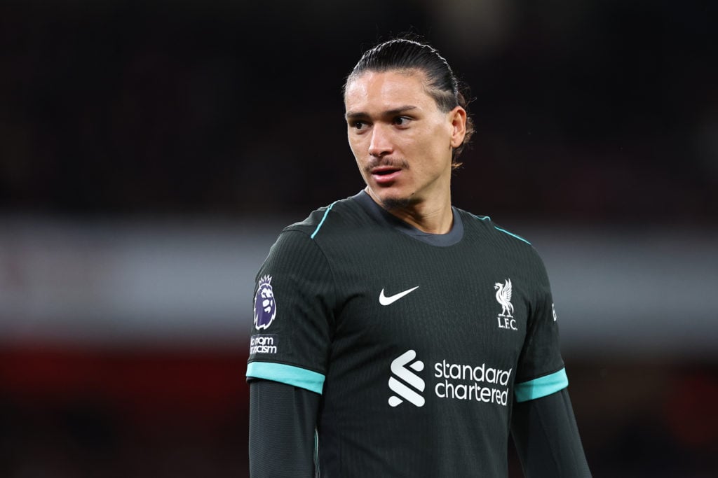 Darwin Nunez of Liverpool during the Premier League match between Arsenal FC and Liverpool FC at Emirates Stadium