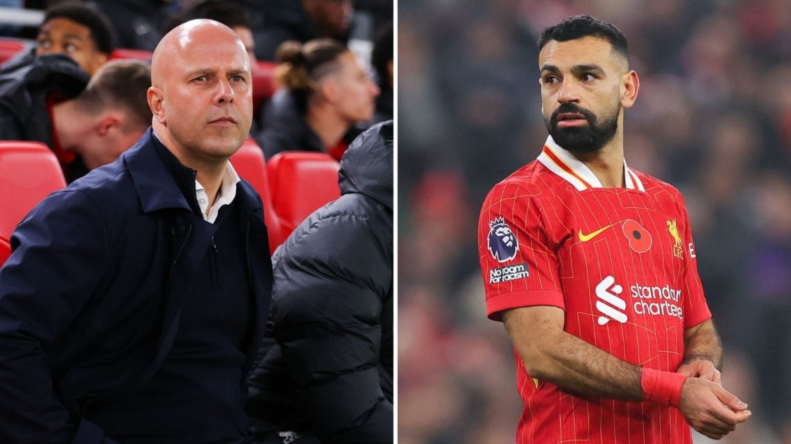 Split image of Arne Slot and Mohamed Salah.