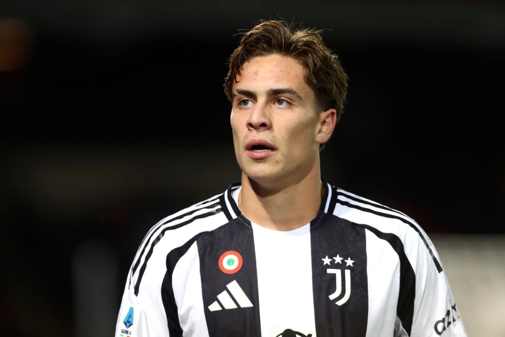 Kenan Yildiz of Juventus looks on during the Serie A match between Lecce and Juventus at Stadio Via del Mare