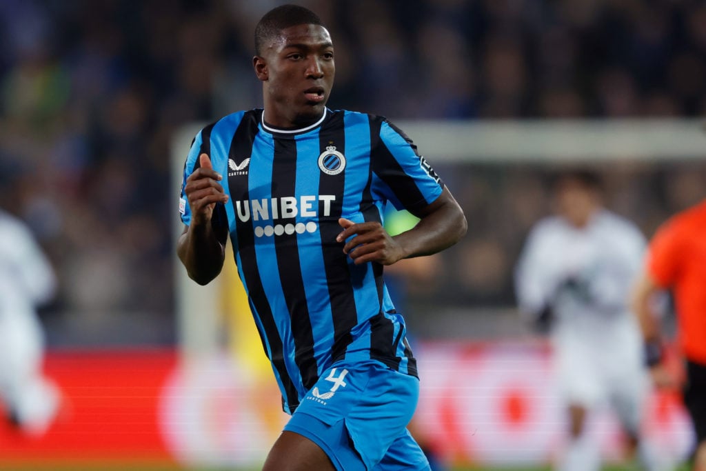 Joel Ordonez pictured playing for Club Brugge in a Champions League game.