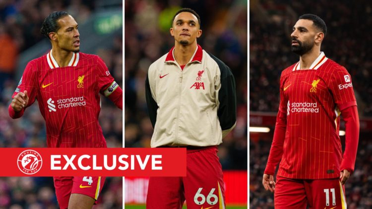 Virgil Van Dijk, Mohamed Salah, and Trent Alexander-Arnold.
