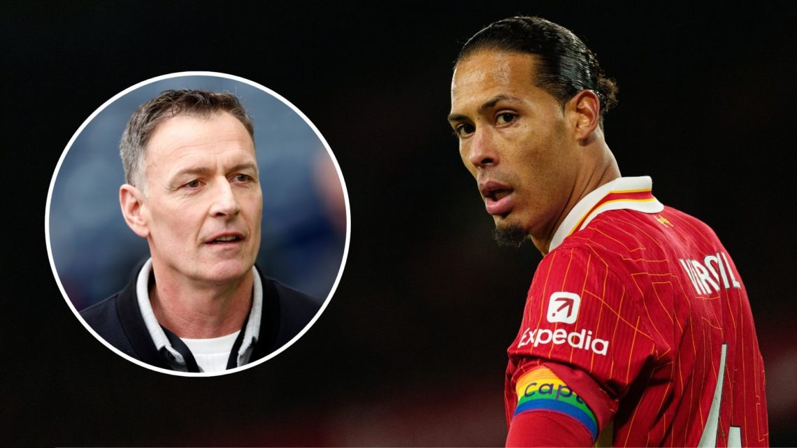 Virgil van Dijk. Inset, Chris Sutton.