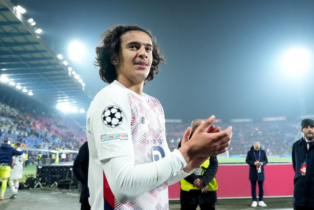 Ayyoub Bouaddi of LOSC Lille celebrates the victory during the UEFA Champions League 2024/25 League Phase MD5 match between Bologna FC and LOSC Lille at Stadio Renato Dall'Ara