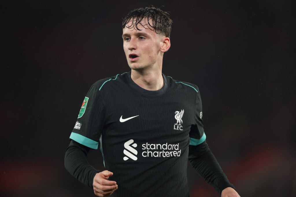 Tyler Morton in action for Liverpool during the Carabao Cup quarter-final against Southampton.