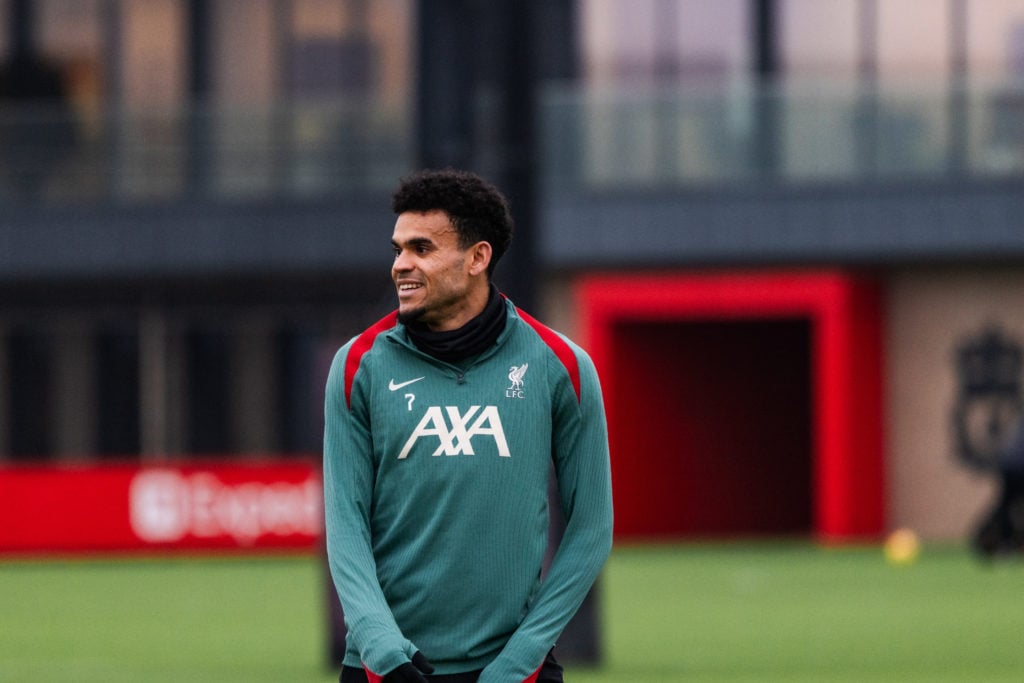 Luis Diaz pictured partaking in a Liverpool Training Session.
