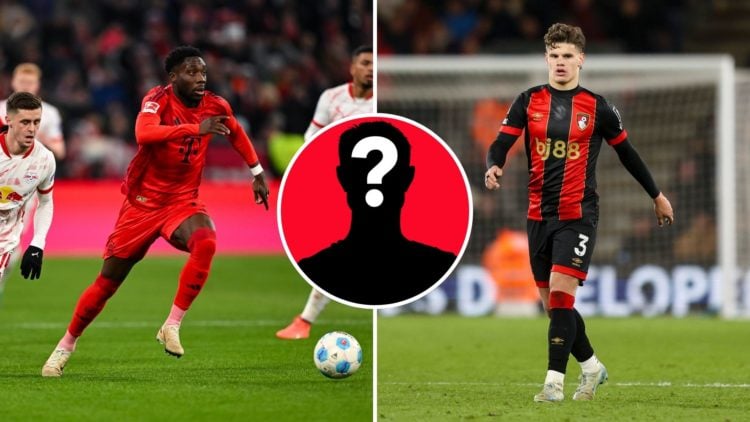 Milos Kerkez and Alphonso Davies. Inset, mystery player.