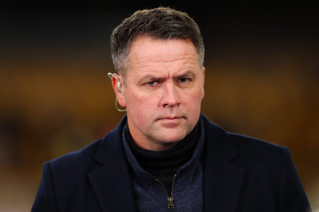 Amazon Prime pundit Michael Owen looks on prior to the Premier League match between Wolverhampton Wanderers and Burnley FC at Molineux