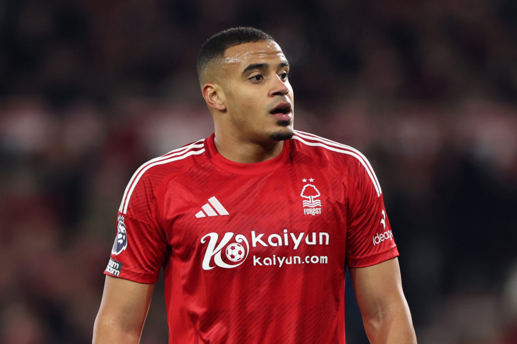 Murillo of Nottingham Forest during the Premier League match between Nottingham Forest FC and Liverpool at City Ground.