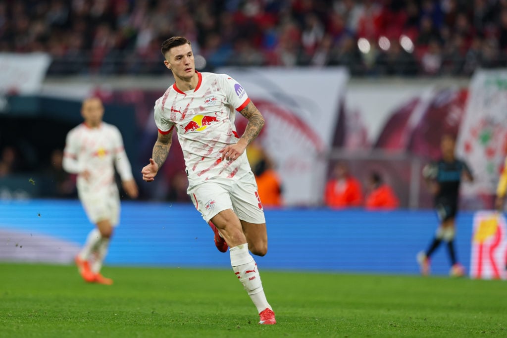 Benjamin Sesko of RB Leipzig seen during the Bundesliga