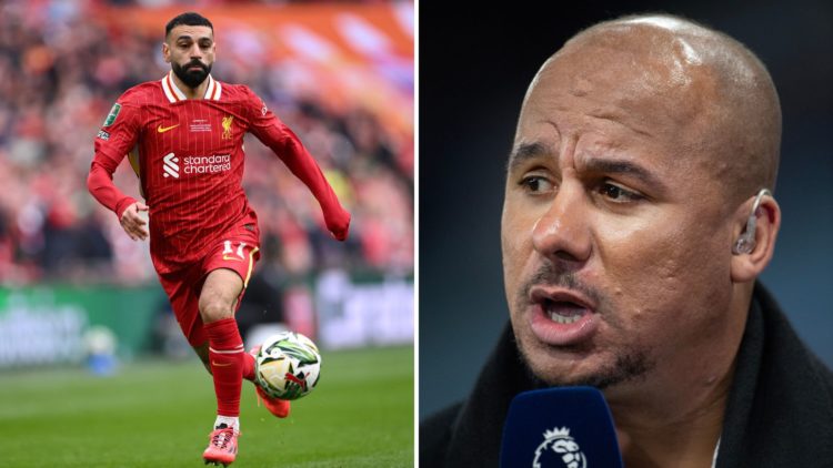 Amazon Prime pundit Gabriel Agbonlahor before the Premier League match between Aston Villa and Liverpool FC. Inset, Mohamed Salah.