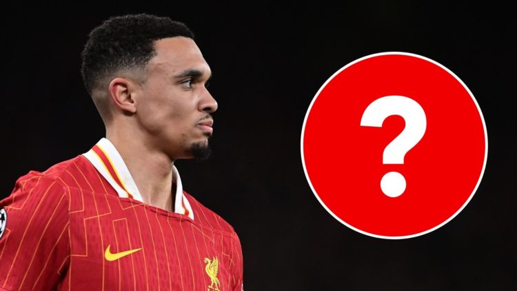 Liverpool's Trent Alexander-Arnold looks on during the UEFA Champions League 2024/25 Round of 16 Second Leg match between Liverpool FC and Paris Sa...
