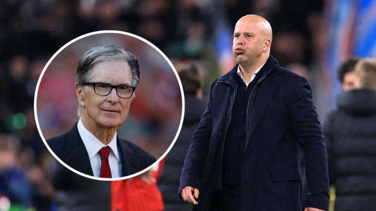 Arne Slot reacts as Liverpool are knocked out of Champions League