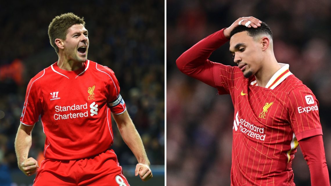 Split image of Steven Gerrard and Trent Alexander-Arnold