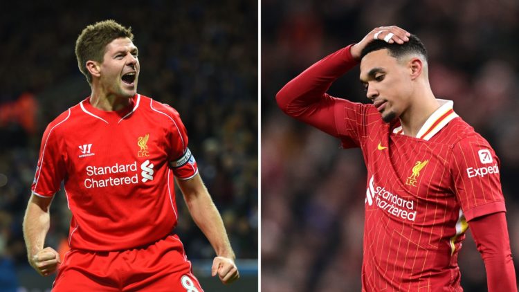 Split image of Steven Gerrard and Trent Alexander-Arnold