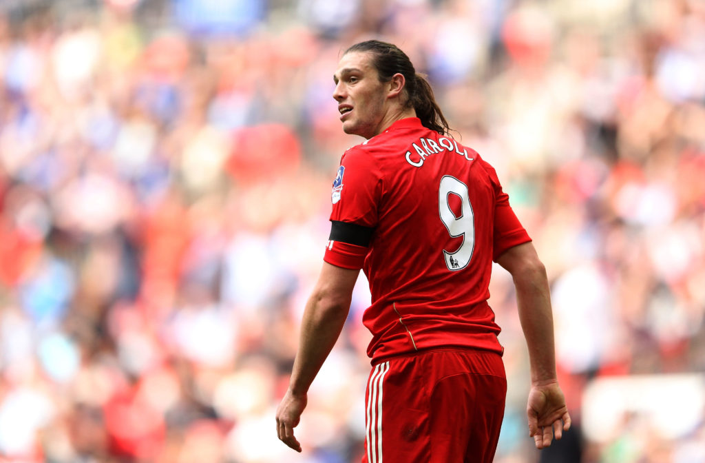 Andy Carroll of Liverpool looks on during the FA Cup with Budweiser Semi Final match between Liverpool and Everton at Wembley