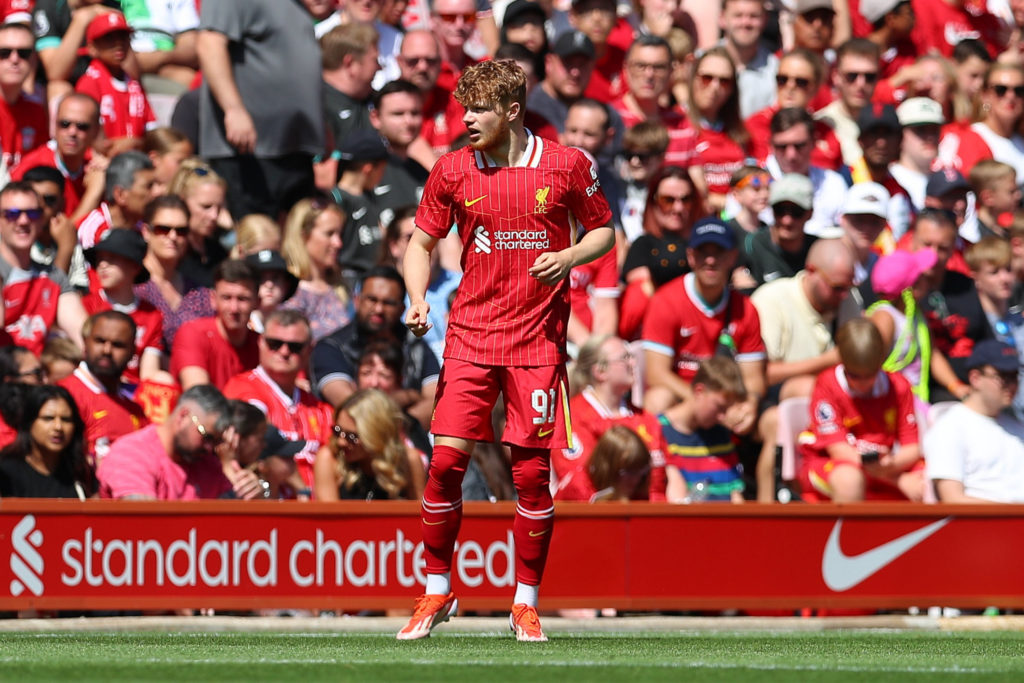 Luca Stephenson in action for Liverpool during the pre-season friendly against Sevilla at Anfield.