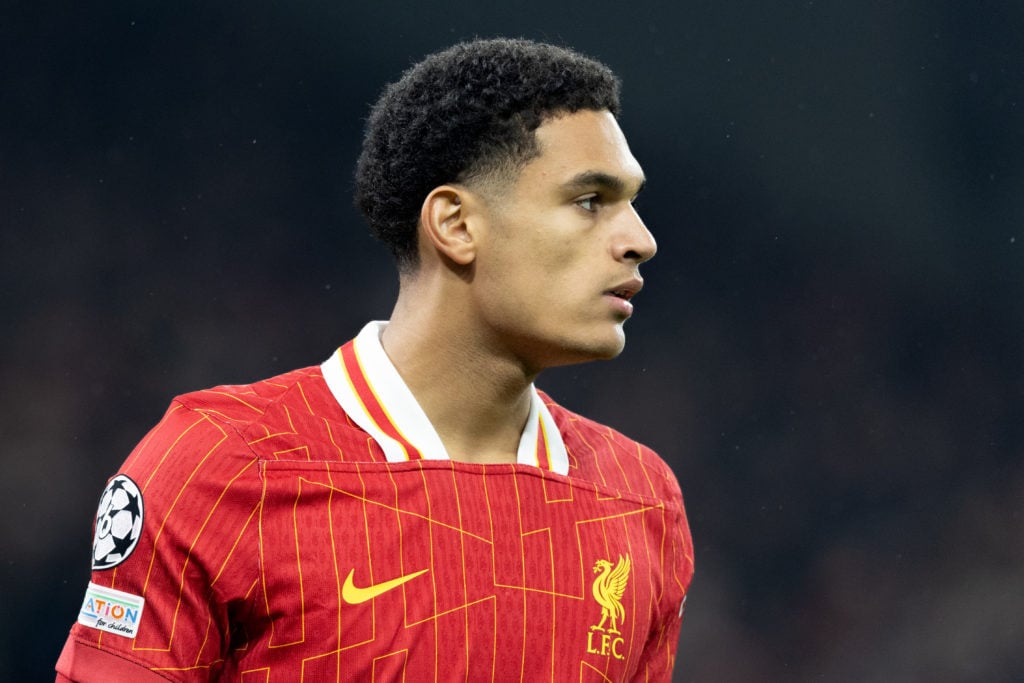 Jarell Quansah playing for Liverpool in the UEFA Champions League against Lille.