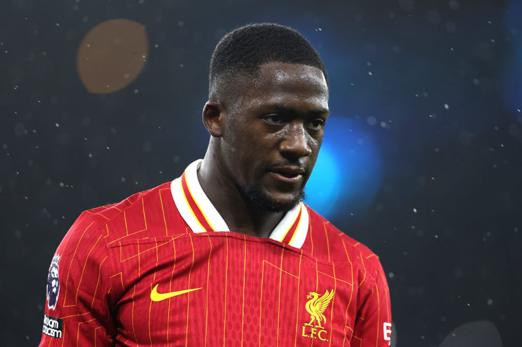 Ibrahima Konate of Liverpool during the Premier League match between Manchester City FC and Liverpool FC at Etihad Stadium