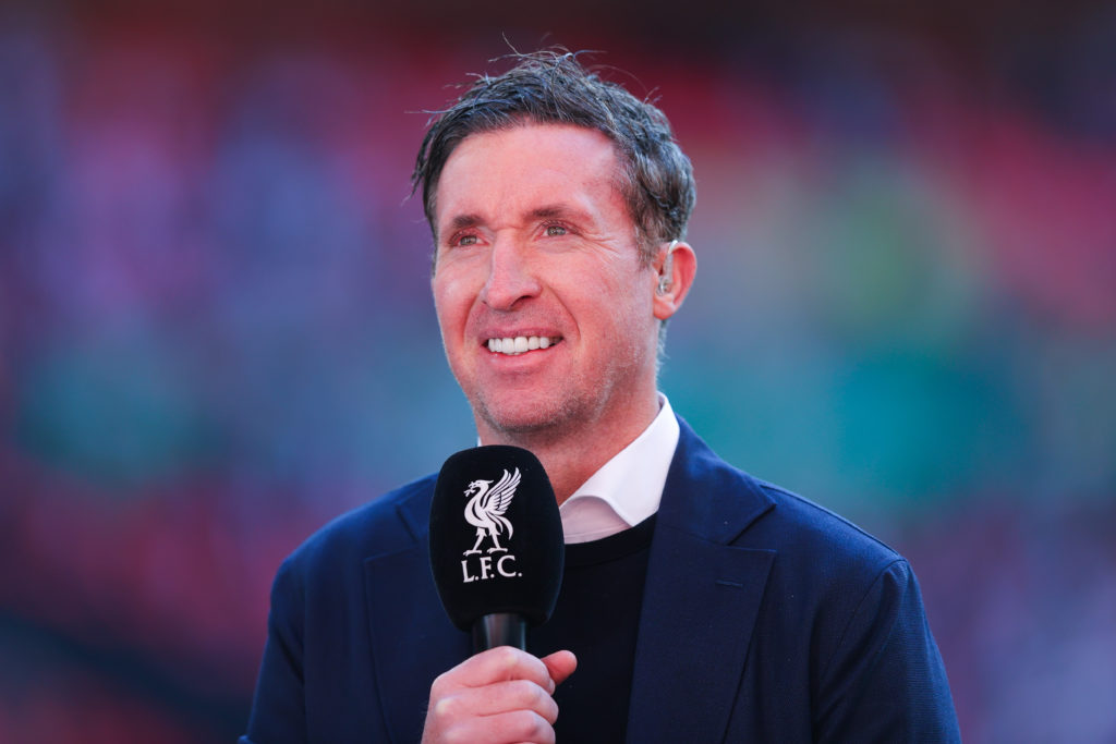 LFC TV pundit Robbie Fowler during the Carabao Cup Final between Liverpool and Newcastle United at Wembley Stadium