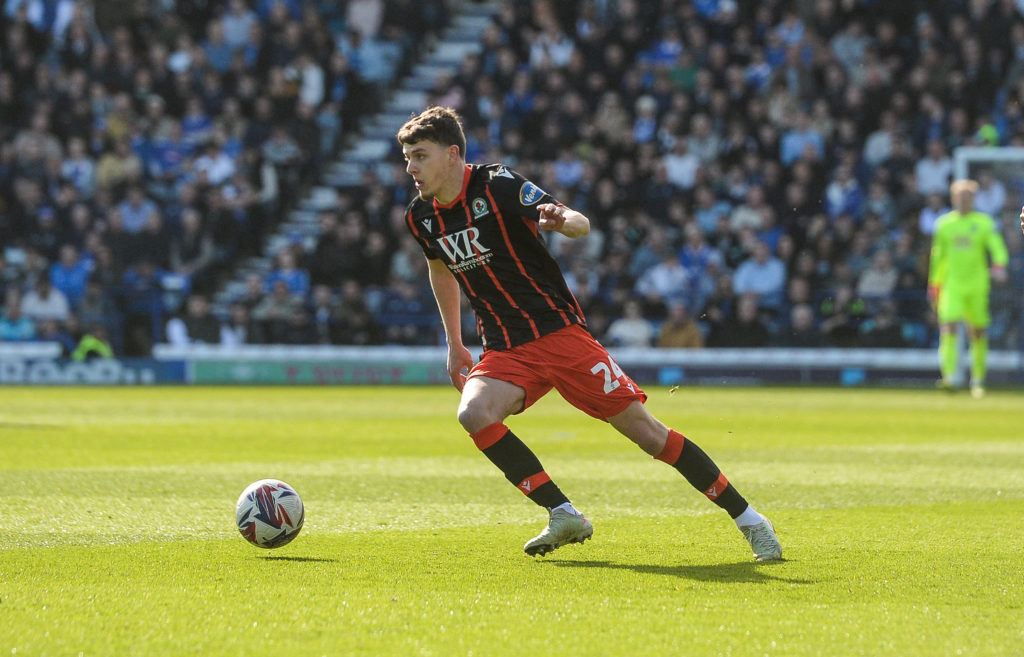 Owen Beck pictured playing for Blackburn Rovers in the Championship.