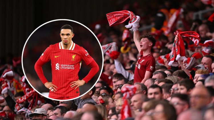 Image of a general view as fans of Liverpool Legends show support for their team during the Legends Charity Match between Liverpool Legends and Che...