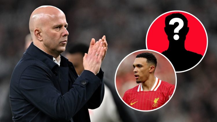 Arne Slot, Manger of Liverpool, acknowledges the fans after the Carabao Cup Final between Liverpool and Newcastle United. Inset, Trent Alexander-Ar...