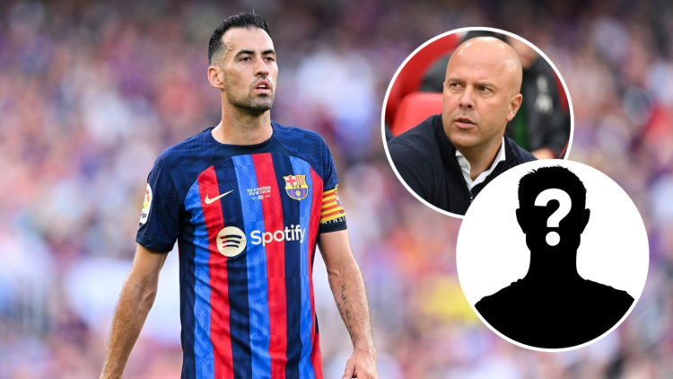 Sergio Busquets of FC Barcelona looks on during the LaLiga Santander match between FC Barcelona and RCD Mallorca at Spotify Camp Nou on May 28, 202...