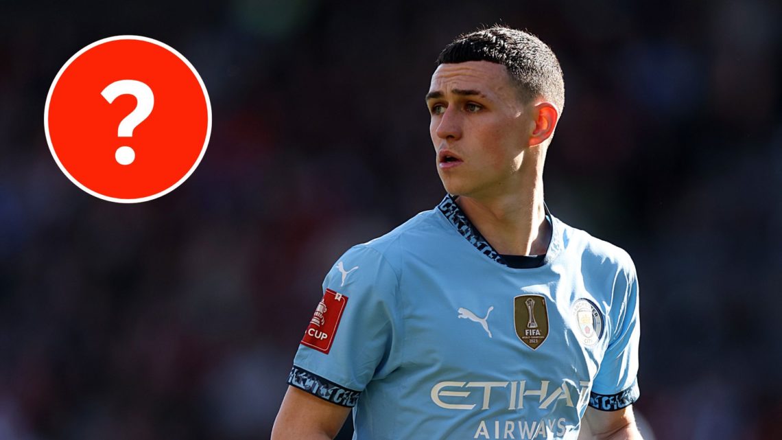 Manchester City midfielder Phil Foden with a mystery player insert