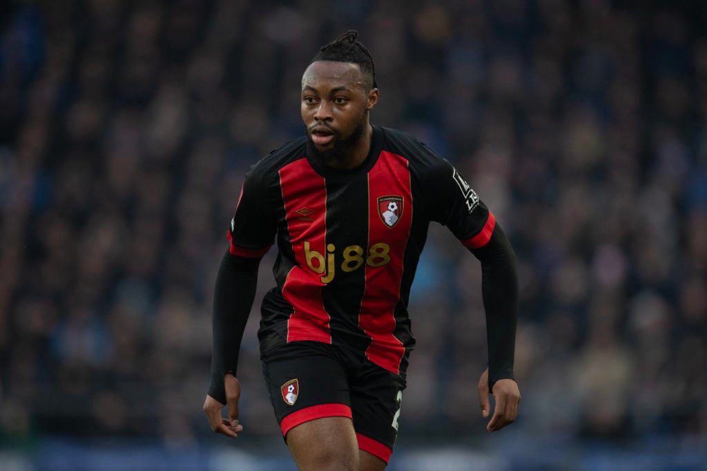 Antoine Semenyo of AFC Bournemouth in action during the Emirates FA Cup Fourth Round match between Everton and AFC Bournemouth at Goodison Park