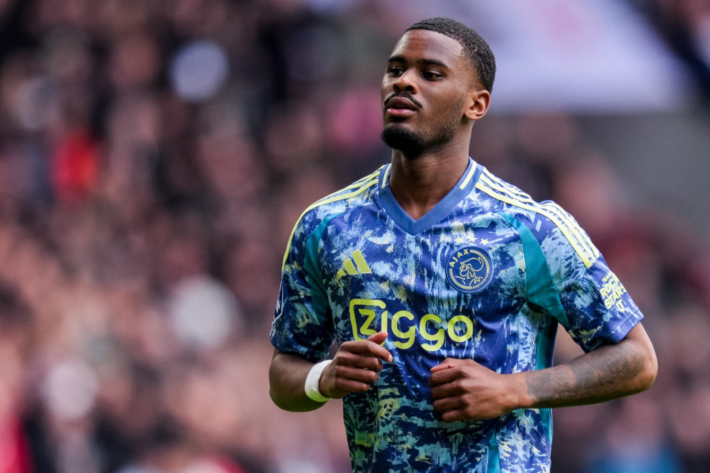 Ajax centre-back Jorrel Hato pictured in action.